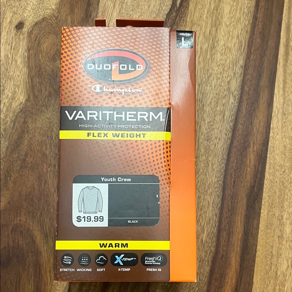 Champion Duofold Varitherm Flex Weight Youth Crew - Black